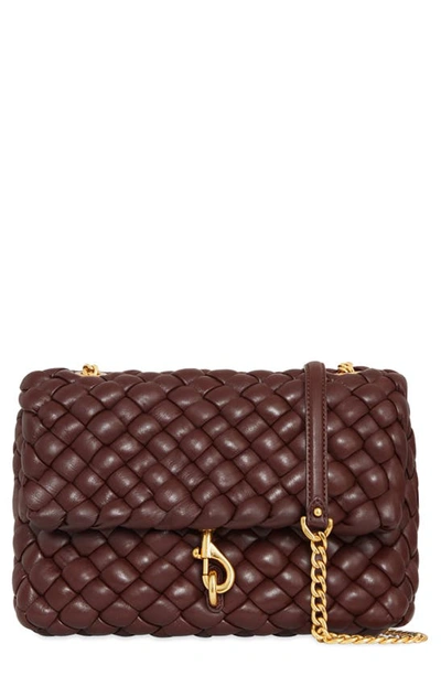 Shop Rebecca Minkoff Edie Woven Leather Convertible Crossbody Bag In Cigaro
