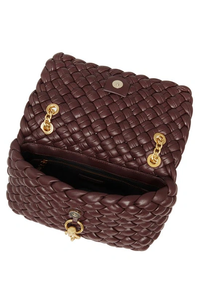 Shop Rebecca Minkoff Edie Woven Leather Convertible Crossbody Bag In Cigaro