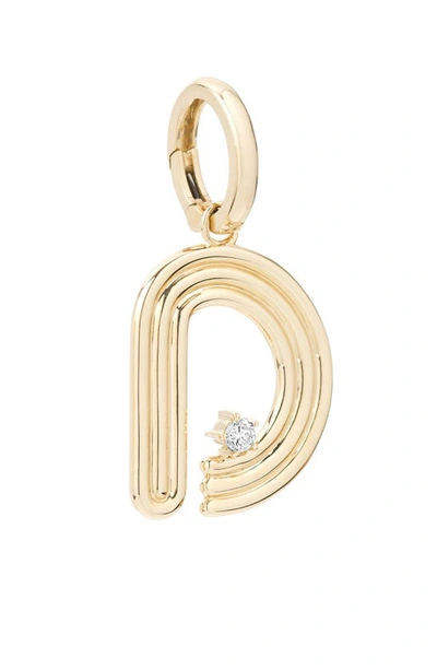 Shop Adina Reyter Groovy D Initial Diamond Pendant Charm In Yellow Gold