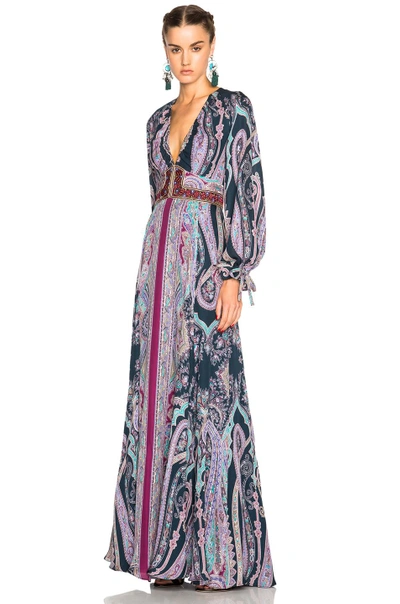 Shop Etro Maxi Print Dress In Multi