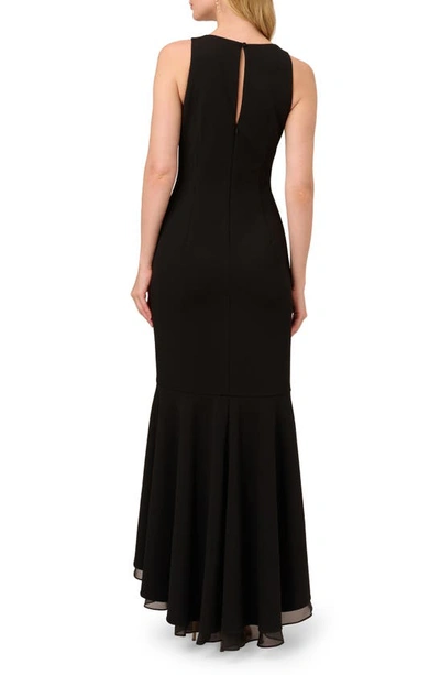 Adrianna Papell Ruffle Crepe Mermaid Gown In Black