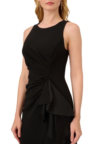 Adrianna Papell Ruffle Crepe Mermaid Gown In Black