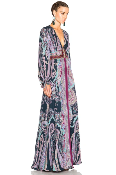 Shop Etro Maxi Print Dress In Multi