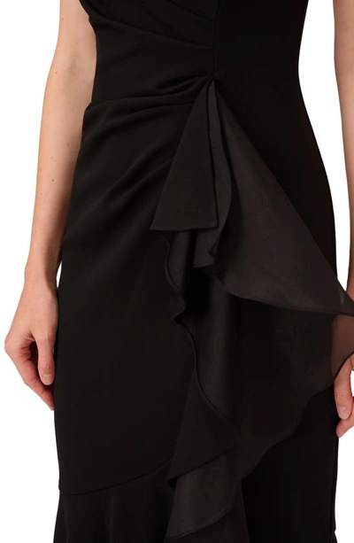 Adrianna Papell Ruffle Crepe Mermaid Gown In Black