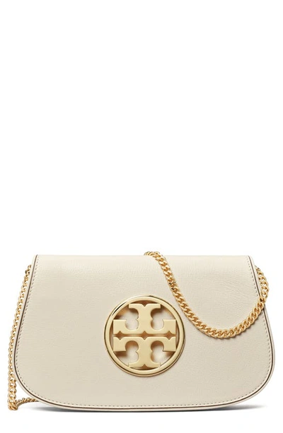 Shop Tory Burch Reva Leather Clutch In New Ivory