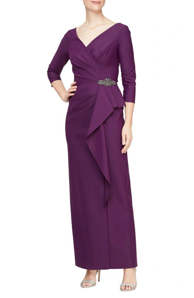 Shop Alex Evenings Ruched Column Gown In Summer Plum