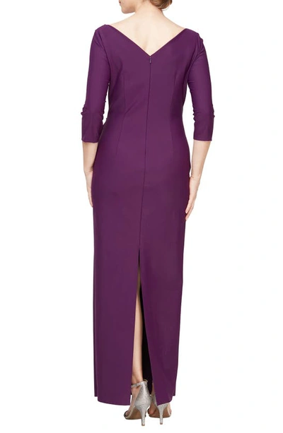 Shop Alex Evenings Ruched Column Gown In Summer Plum