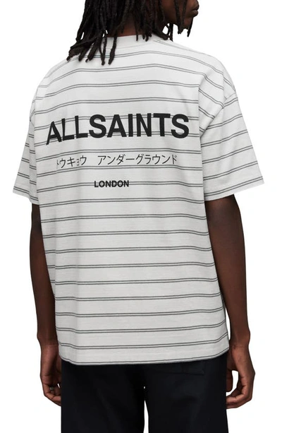 Shop Allsaints Underground Stripe Cotton Graphic T-shirt In Speckle Grey