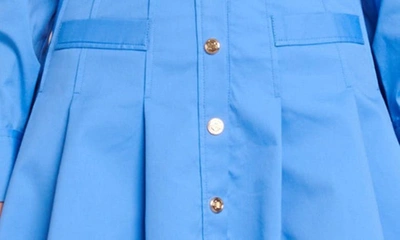 Maje Audrela Long Sleeve Cotton Blend Shirtdress In Blue