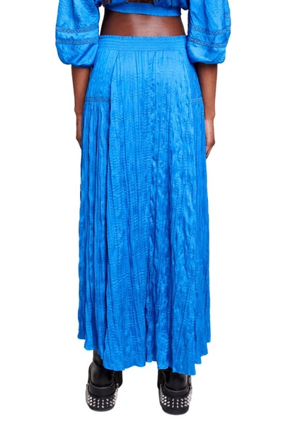 Shop Maje Japra Asymmetric Crinkle Satin Skirt In Blue