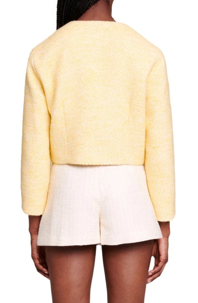 Shop Maje Viveta Tweed Jacket In Jaune Pale