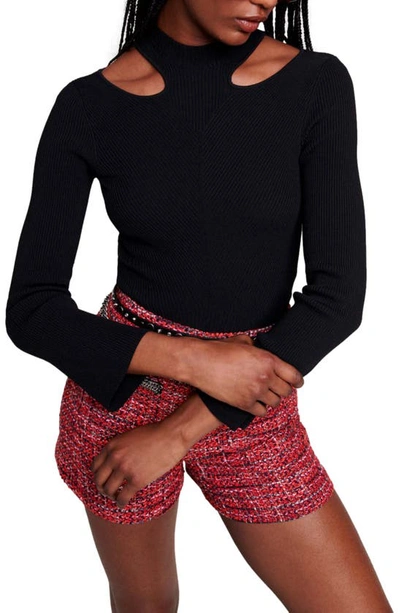 Shop Maje Tweed Shorts In Red