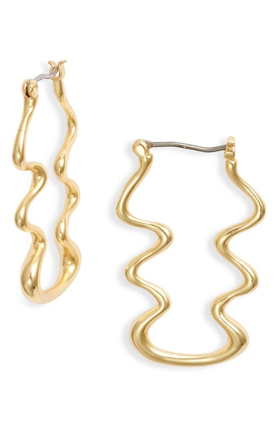 Shop Madewell Wavy Hoop Earrings In Vintage Gold