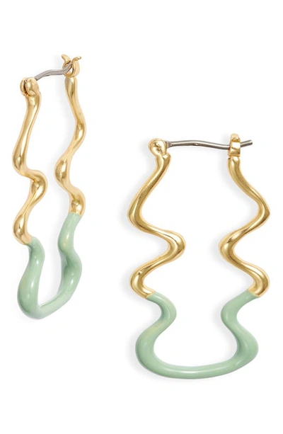 Shop Madewell Wavy Hoop Earrings In Green Opal
