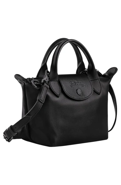 Longchamp Extra Small Le Pliage Xtra Leather Top Handle Bag In Black