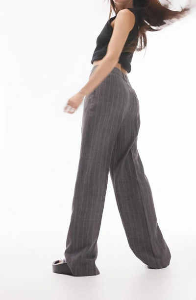 Shop Topshop Slouch Stripe Pants In Grey