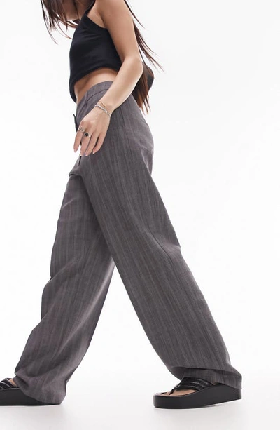 Shop Topshop Slouch Stripe Pants In Grey