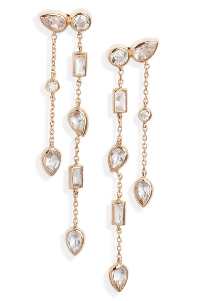 Shop Anzie Cléo Eliana Double Chain Drop Earrings In Gold