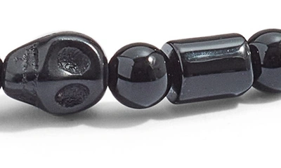 Caputo & Co Skull Bead Bracelet In Black Onyx