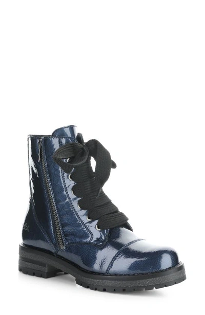 Shop Bos. & Co. Paulie Waterproof Lace-up Bootie In Blue Mascara Patent