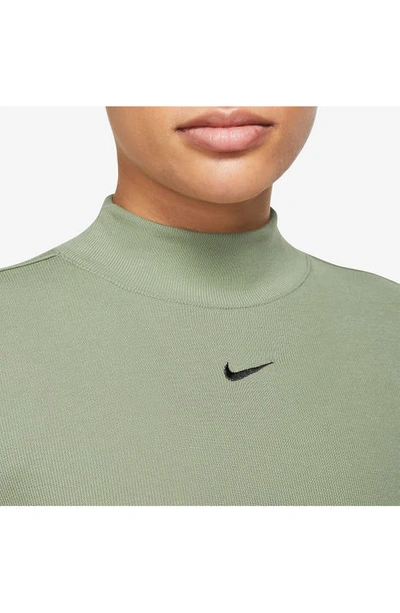 Shop Nike Sportswear Essentials Rib Top In Oil Green/ Black