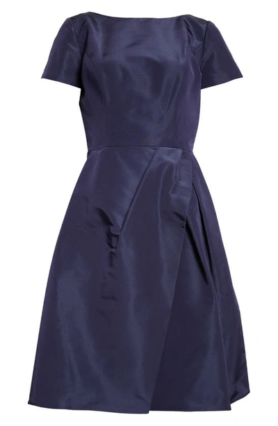 Shop Carolina Herrera Beatuea Neck Silk A-line Dress In Midnight