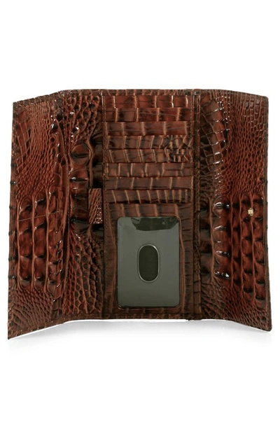 Brahmin Cordelia Croc Embossed Leather Wallet In Pecan