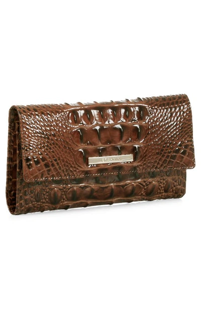 Brahmin Cordelia Croc Embossed Leather Wallet In Pecan