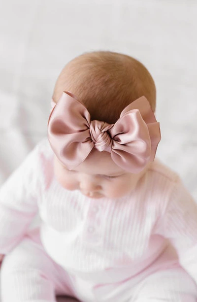 Baby Bling Tulle Fab Bow Headband In Antique Pink