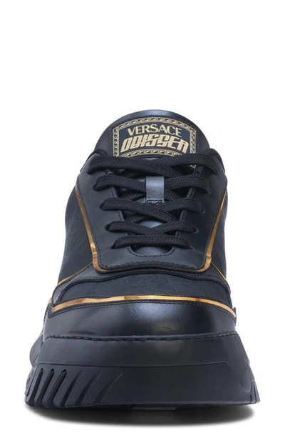Shop Versace Odissea Sneaker In Black/ Gold