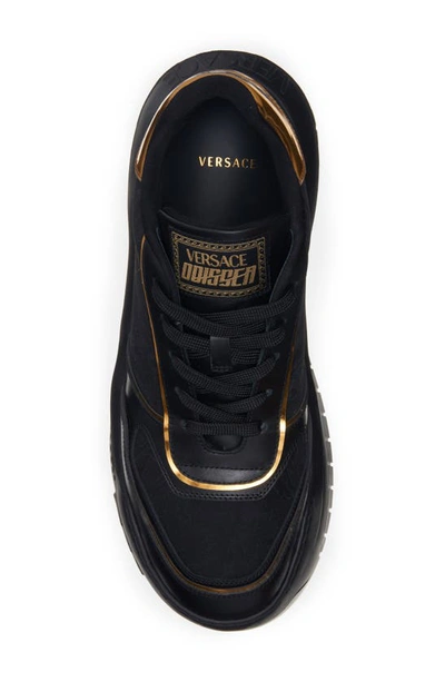 Shop Versace Odissea Sneaker In Black/ Gold