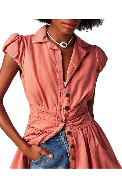 Shop Free People Chester Nonstretch Denim Dress In Lightest Rose