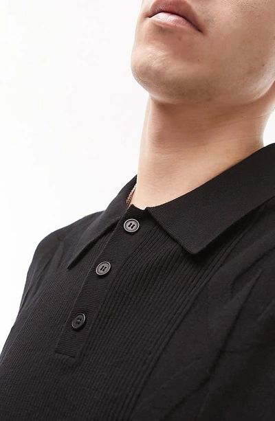 Shop Topman Mixed Stitch Polo In Black