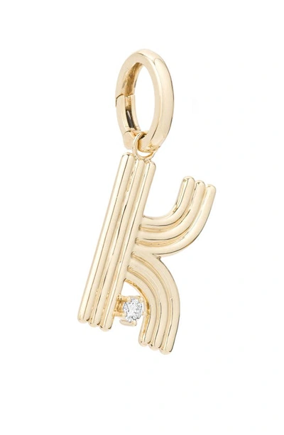 Shop Adina Reyter Groovy K Initial Diamond Pendant Charm In Yellow Gold