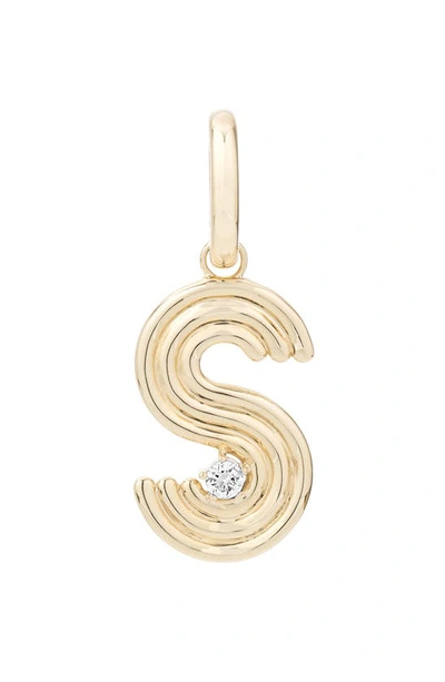 Shop Adina Reyter Groovy S Initial Diamond Pendant Charm In Yellow Gold