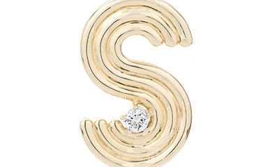 Shop Adina Reyter Groovy S Initial Diamond Pendant Charm In Yellow Gold