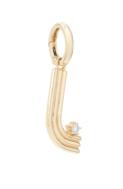 Shop Adina Reyter Groovy L Initial Diamond Pendant Charm In Yellow Gold