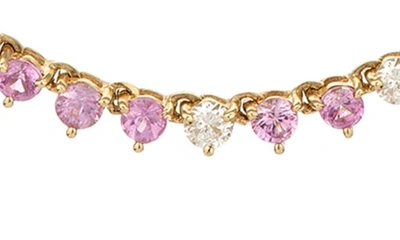Shop Adina Reyter Half Riviera Diamond & Pink Sapphire Necklace In Yellow Gold