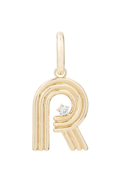 Shop Adina Reyter Groovy R Initial Diamond Pendant Charm In Yellow Gold