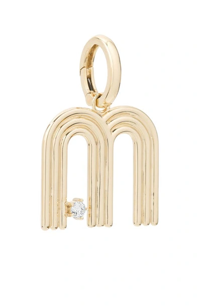 Shop Adina Reyter Groovy M Initial Diamond Pendant Charm In Yellow Gold
