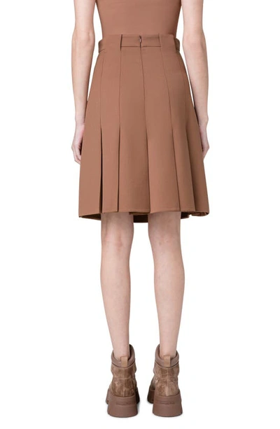 Shop Akris Pleated Virgin Wool Double Face Skirt In Vicuna