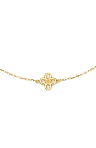 Tory Burch Kira Clover Station Necklace In Tory Gold
