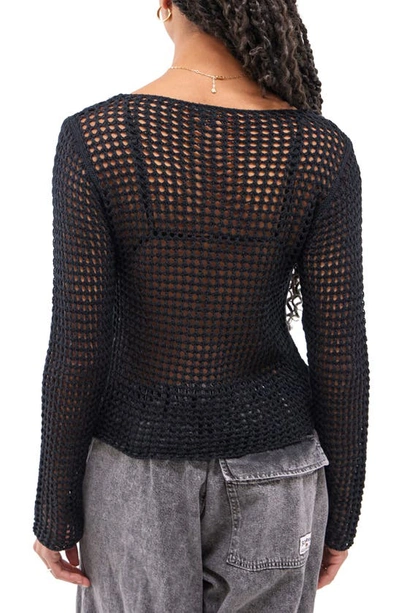 Shop Bdg Urban Outfitters Lattice Open Stitch Cotton Sweater In Black