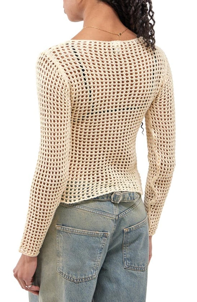 Shop Bdg Urban Outfitters Lattice Open Stitch Cotton Sweater In Cream