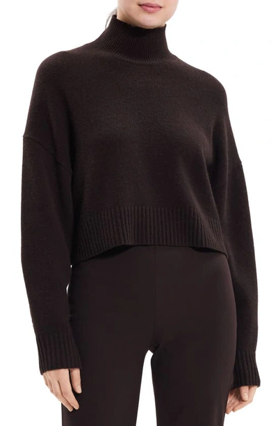 Shop Theory Crop Cashmere Turtleneck Sweater In Mink