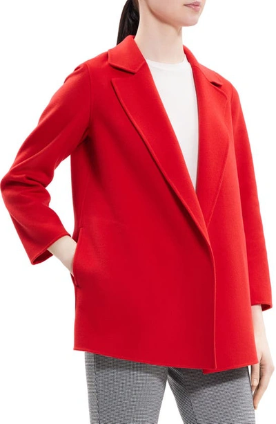 Theory Clairene New Divide Wool-cashmere Jacket In Geranium