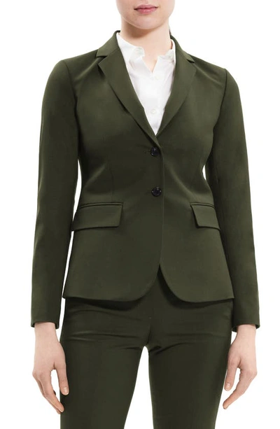 Shop Theory Carissa Stretch Wool Classic Suit Jacket In Dark Olive