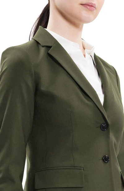 Shop Theory Carissa Stretch Wool Classic Suit Jacket In Dark Olive