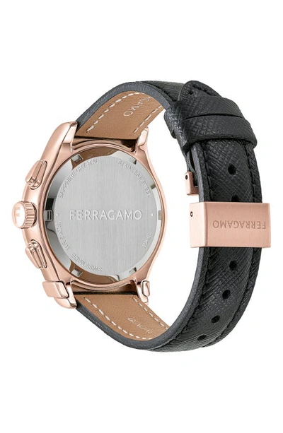 Shop Ferragamo 1927 Chronograph Leather Strap Watch, 38mm In Ip Rose Gold