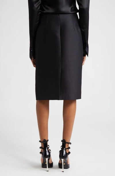 Shop Versace Wool & Silk Pencil Skirt In Black